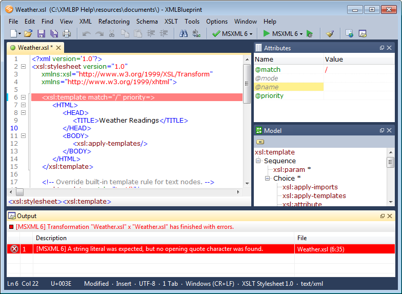 Edit and Validate XML and XSLT Files.