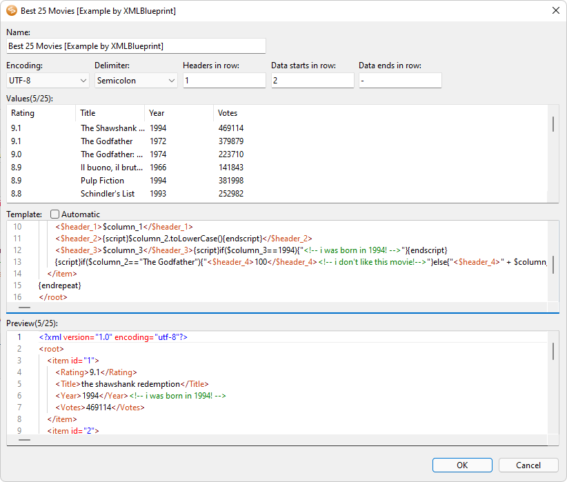 csv to xml