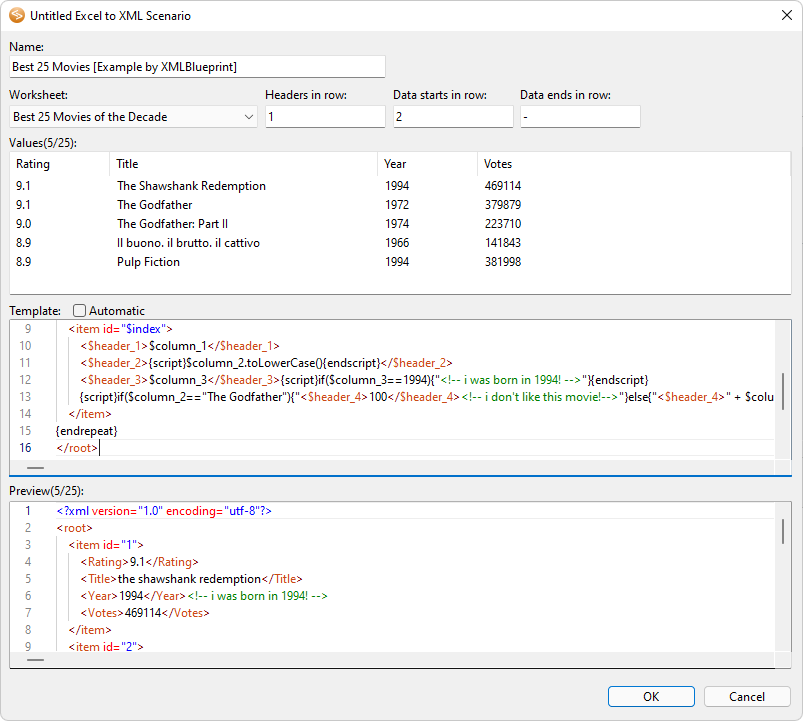 excel to xml