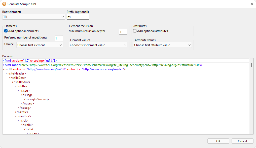 generate sample xml from relax ng schema