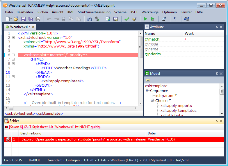 xmlblueprint xml editor screenshot german